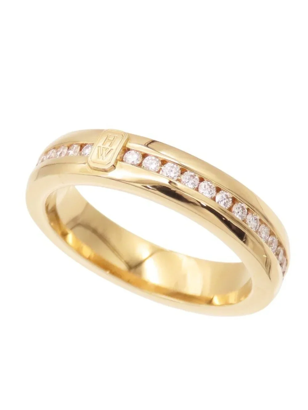 Harry Winston HW Logo Ring Yellow Gold 18k Diamond